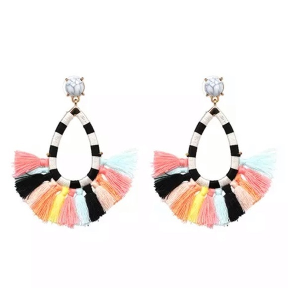 Colorful Fringe Tassel Earrings W/ Stripes OR Striped Tassel Earrings NWT - Picture 7 of 8